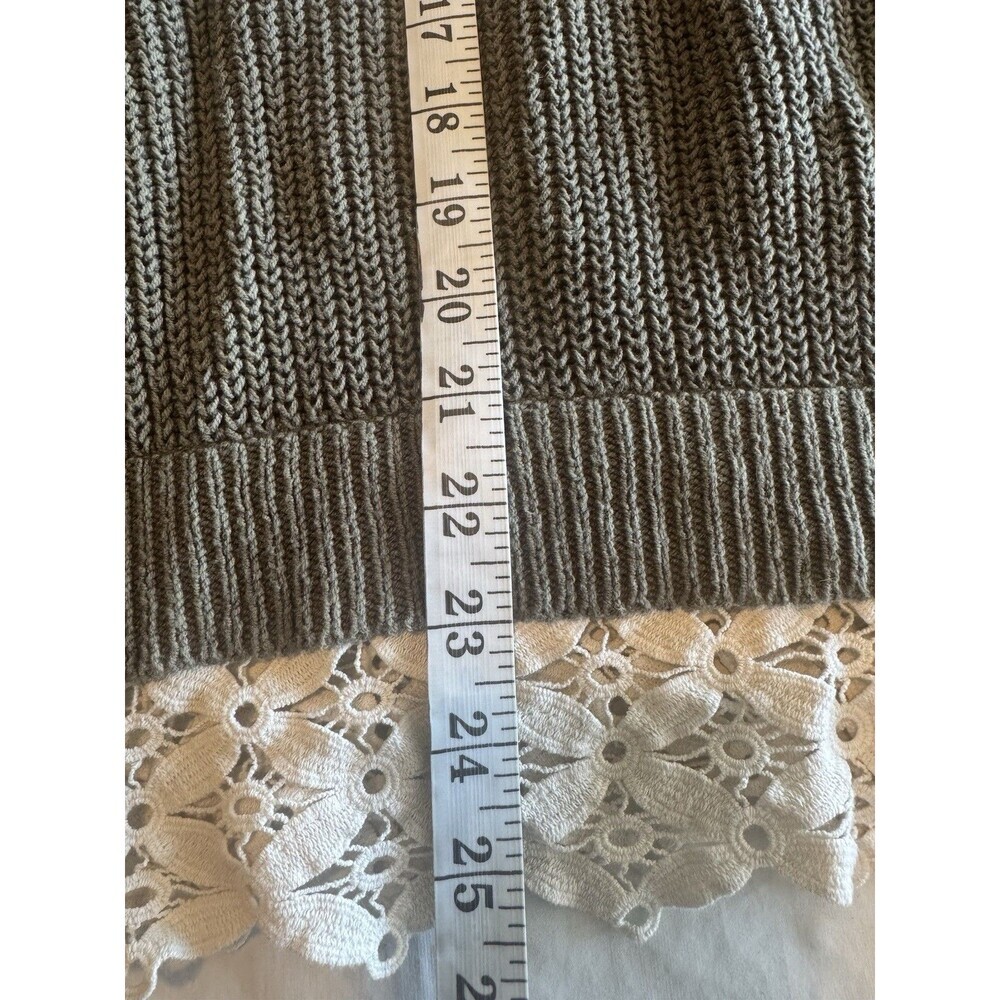 Kimchi Blue Sweater Sz XS Green Olive Long Sleeve Lace Trim Bohemian Boho Earthy - Picture 10 of 12